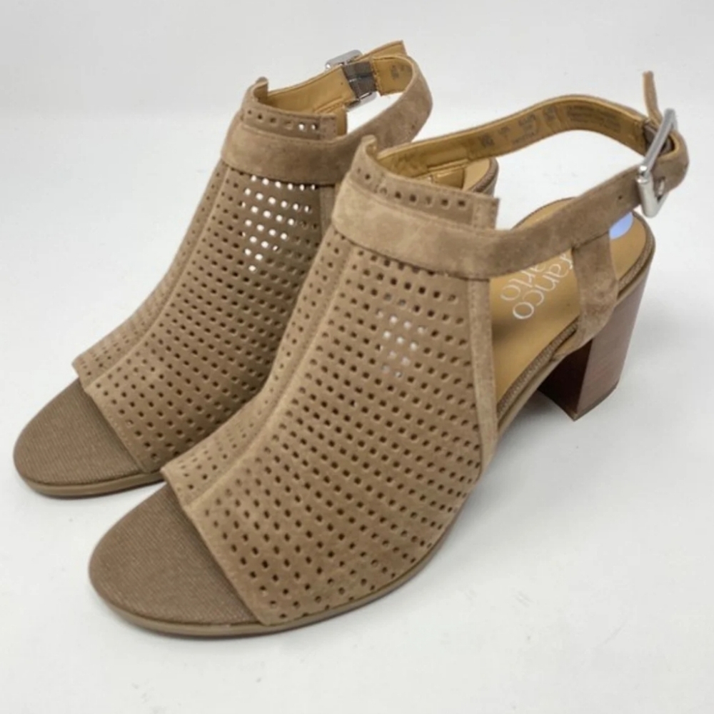 Franco Sarto Harlet2 Leather Block Heeled Peep Toe Sandal Size 10 & 11 NWT